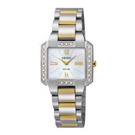 Seiko SUP239 Tressia Solar Mother of Pearl Dial Two Tone Diamond Women's Watch