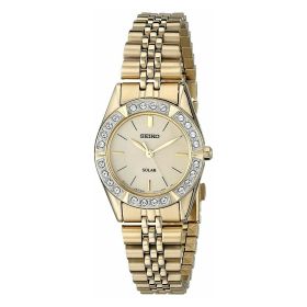 Seiko SUP096 Solar Gold Tone Swarovski Crystal Bezel Champagne Dial Women's Watch