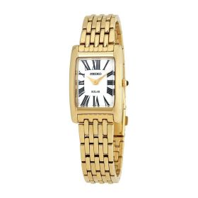 Seiko SUP270 Solar Gold Tone Stainless Steel White Dial Women's Watch