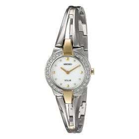 Seiko SUP342 Core Solar Gold Tone Swarovski Crystal White Dial Two Tone Watch