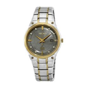 Seiko SNE430 Core Solar Two Tone Grey Dial Diamond Accent Men's Watch