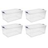 Set of 4 105 Qt. Latch Box Plastic Storage Containers - Stadium Blue, Durable and Versatile