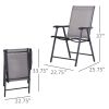 Outsunny 2-piece Patio Folding Chairs, Set with a Simple & Breathable Mesh, Dining Chair with Armrests, for Garden Yard, Camping