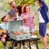 Outsunny 2 Burner Propane Gas Grill Portable Tabletop BBQ with Foldable Legs Lid Thermometer for Camping Light Grey