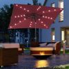 Outsunny 9ft Solar LED Patio Umbrella Outdoor Table Market Shade Crank Red