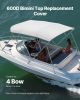 4 Bow Boat Bimini Tops 96"Lx(97"-103")W Awning Top Replacement Light Grey