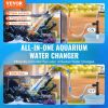 VEVOR Aquarium Vacuum Gravel Cleaner, 50 ft PVC Hose Fish Tank Vacuum Gravel Cleaner, Siphon Fish Tank Cleaner Vacuum, 3 Types of Brass Adapters