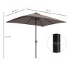 Outsunny 9x7 ft Outdoor Patio Solar Umbrella with Crank LED Lights Tilting Button Tan for Deck Pool Lawn Sun Protection
