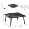 Outsunny 34" Wood Burning Fire Table Grill with Spark Guard and Rain Cover for Outdoor Dining