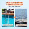 VEVOR Dock Ladder, Flip-Up 4 Steps, 350 lbs Load Capacity, Aluminum Alloy Pontoon Boat Ladder with 2'' Wide Step & Nonslip Rubber Mat