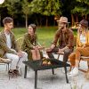 Outsunny 34" Wood Burning Fire Table Grill with Spark Guard and Rain Cover for Outdoor Dining