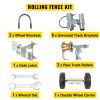 VEVOR Chain Link Rolling Gate Kit Galvanized Steel Rolling Fence 6 Universal Track Bracket Chain Link Rolling Gate Hardware Kit 2 Solid Rubber Wheels