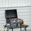 Outsunny 2 Burner Propane Gas Grill Portable Tabletop BBQ with Foldable Legs Lid Thermometer for Camping Black