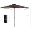 Outsunny 9' x 7' Patio Umbrella Outdoor Table Market Umbrella with Crank, Solar LED Lights, 45° Tilt, Push-Button Operation, for Deck, Pool, Brown