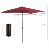 Outsunny 9ft Solar LED Patio Umbrella Outdoor Table Market Shade Crank Red
