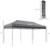 Outsunny 9.6' x 19.2' Easy Up Canopy Tent, Adjustable Height, Wheeled Carry Bag, Gray