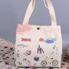Canvas Lunch Box Bento Bag Portable Button Large Capacity Lunch Tote Bag