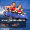 VEVOR Towable Tube for Boating, 340 lbs, 1-2 Riders Inflatable Boat Tubes and Towables, 51.8" Round Water Sport Towable Tube for Boat to Pull