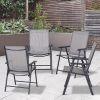 Outsunny 4-piece Patio Folding Chairs, Set with a Simple & Breathable Mesh, Dining Chair with Armrests, for Garden Yard, Camping