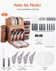 VEVOR Beach Picnic Backpack Bag for 4 Person with Cooler Compartment Brown