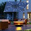 Outsunny 9 x 7 ft Patio Umbrella Outdoor Table Market with Crank Solar LED Lights Tilt Button for Deck Pool Blue