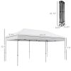Outsunny 9.6' x 19.2' Pop Up Canopy Tent, Outdoor Easy up Tent with 3-Level Adjustable Height & Wheeled Carry Bag, White