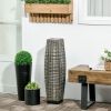Outsunny Solar LED Outdoor Floor Lamp, Brushed PE Wicker Patio Lantern for Indoor/Outdoor Use