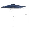Outsunny 9 x 7 ft Patio Umbrella Outdoor Table Market with Crank Solar LED Lights Tilt Button for Deck Pool Blue