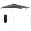 Outsunny 9 x 7 ft Patio Umbrella Outdoor Table Market with Crank Solar LED Lights Tilt Button for Deck Dark Gray
