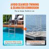 VEVOR Dock Ladder, Flip-Up 3 Steps, 350 lbs Load Capacity, Aluminum Alloy Pontoon Boat Ladder with 2'' Wide Step & Nonslip Rubber Mat