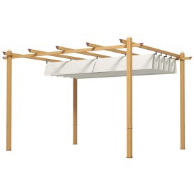 10' x 12' Retractable Pergola Canopy, Aluminum Pergola Sun Shade Shelter for Garden, Patio, Backyard, Deck, Cream