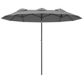 Double Sided Patio Umbrella, 9.7' Large Outdoor Market Umbrella with Push Button Tilt and Crank, 3 Air Vents and 12 Ribs, for Garden, Deck, Pool (Option: Gray-1180x390x140 mm)