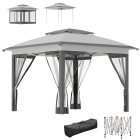 12' x 12' Pop Up Canopy Tent with Netting and Carry Bag, Instant Sun Shelter with 137 sq.ft Shade, Tents for Parties, Height Adjustable, for Out (Option: Gray-1360x250x260 mm)
