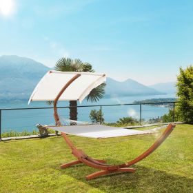Outdoor Hammock with Stand & Accessories (Option: White, Teak-1740x450x70 mm)