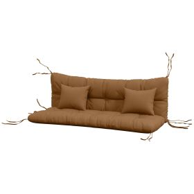 59" Tufted Bench Cushions & Throw Pillows, Replacement Bench Seat Pad, Back & 2 Pillows for Outdoor Furniture, Tan (Option: Tan-640x290x290 mm)
