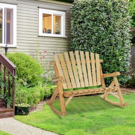 Outdoor Rocking Chair (Option: Natural Wood-1150x860x170 mm)