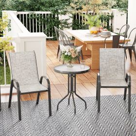 3 Pieces Bistro Set (Option: Gray-790x740x125 mm)