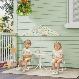 Kids Picnic Table and Chair Set (Option: White-750x520x120 mm)