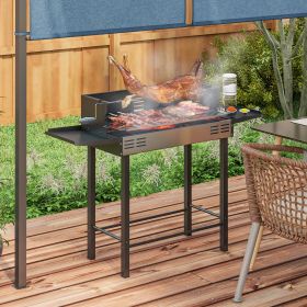 3-in-1 Vertical Charcoal BBQ Smoker Grill with 2 Cooking Areas and Thermometer (Option: Black-790x410x160 mm)