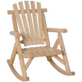 Outdoor Wooden Rocking Chair, Single-Person Rustic Adirondack Rocker with Slatted Seat, High Backrest, Armrests for Patio, Garden and Porch, Nat (Option: Natural Wood-1010x680x160 mm)