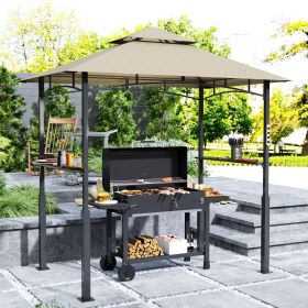 8' x 5' Outdoor Grill Gazebo (Option: Khaki-1390x330x185 mm)