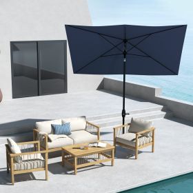 6.5' x 10' Rectangular Market Umbrella (Option: Blue-1820x140x140 mm)