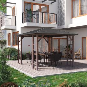 10' x 12' Hardtop Gazebo with Galvanized Roof (Option: Brown and Gray-2180x370x180 mm)