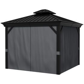 10' x 12' Hardtop Gazebo Permanent Pavilion w/ Double Roof Aluminum Frame Sidewalls for Patio Garden Deck, Dark Gray (Option: Dark Gray-2195x365x180 mm)