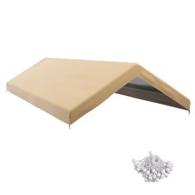 20' x 10' Carport Replacement Canopy for Model 84C-207WT or 84C-386V00WT with Ball Bungee Cords, Beige (Only Cover) (Option: Beige-600x300x140 mm)