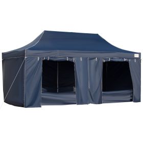 10' x 20' Pop Up Canopy Tent with Sidewalls & Doors, Instant Tents for Parties with Wheeled Carry Bag, Height Adjustable, for Outdoor, Garden, P (Option: Dark Blue-1740x410x290 mm)