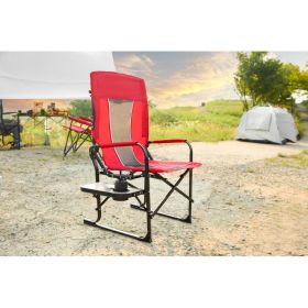 Heavy Duty Folding Camping Chair With Extra Large Portable Side Table And Pocket For Beach, Fishing, Travel, Picnic, And Lawn Gray (Option: Red)