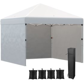 10' x 10' Pop Up Canopy Tent with 3 Sidewalls, Leg Weight Bags and Carry Bag, Height Adjustable, Instant Party Tent Event Shelter Gazebo for Gar (Option: Cream White-1180x215x260 mm)