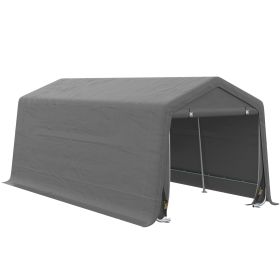 10' x 20' Carport Portable Garage, Heavy Duty Storage Tent, Patio Storage Shelter w/ Anti-UV PE Cover and Double Zipper Doors, for Motorcycle Bi (Option: Gray-2050x260x155 mm)