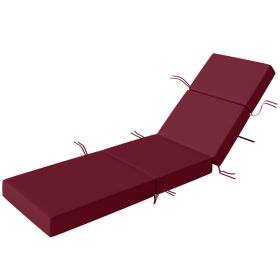 Chaise Lounge Cushion, 4" Thick Outdoor Lounge Chair Cushion with Ties for Patio, 21" x 72 ", Red (Option: Red-510x440x160 mm)